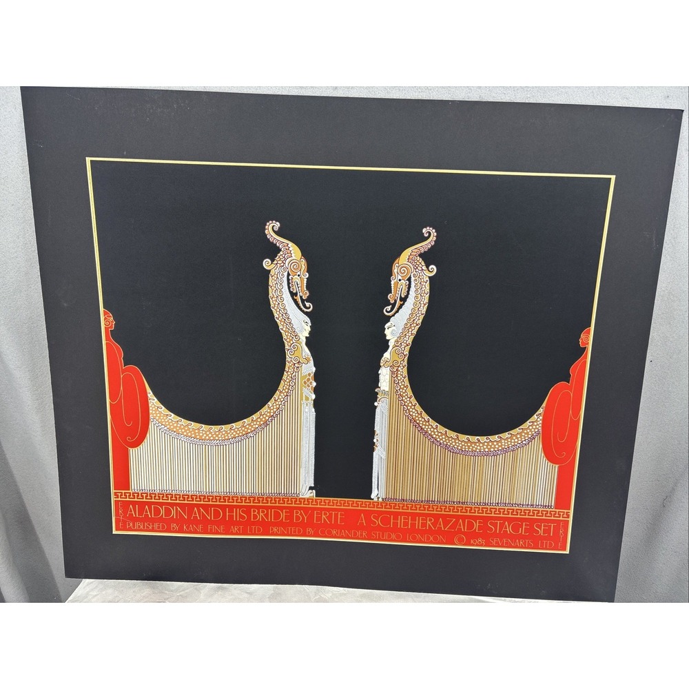 Aladdin & His Bride Lithograph by Erte Art Deco Print 1983 Kane Fine Art 31x26